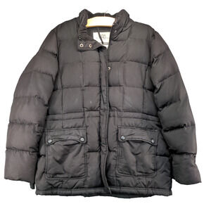 Route 66 Men's Puffer Jacket Black Medium Front Zip Long Sleeve Pocket Quilted